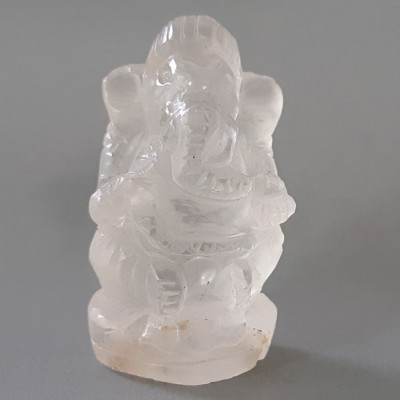 KG-077 White Clear crystal Quartz Carved Lord Ganesh Ganesha Indian Hindu Hinduism deity talisman success Buddha Amulet Statue